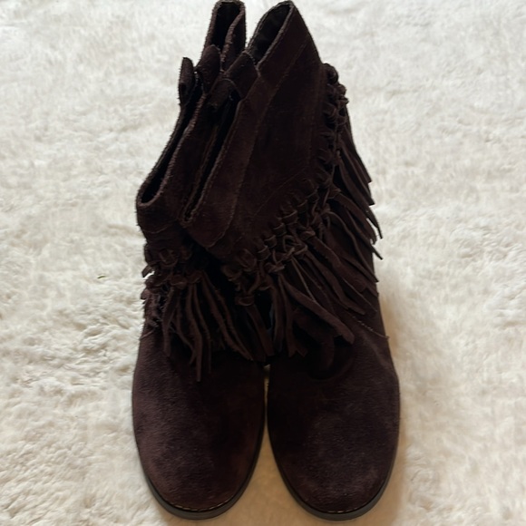 Fringe Suede Ankle Boots - Brown - Picture 2 of 5